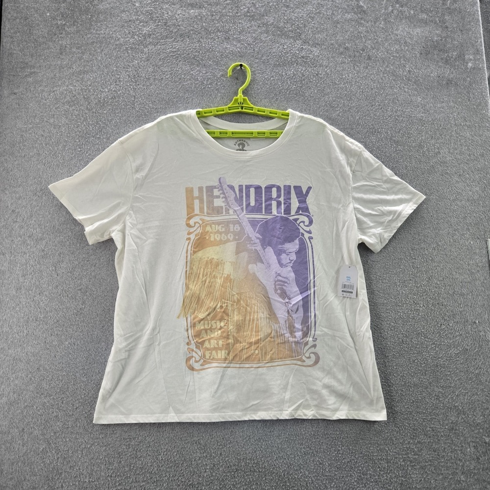 Authentic Hendrix Women Shirt XXL‎ (20) White Graphic Print Portrait Band
